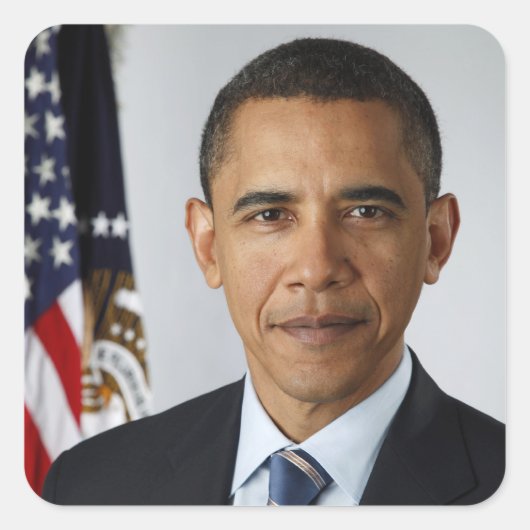 Barack Obama US President White House Portret Vierkante Sticker (Voorkant)