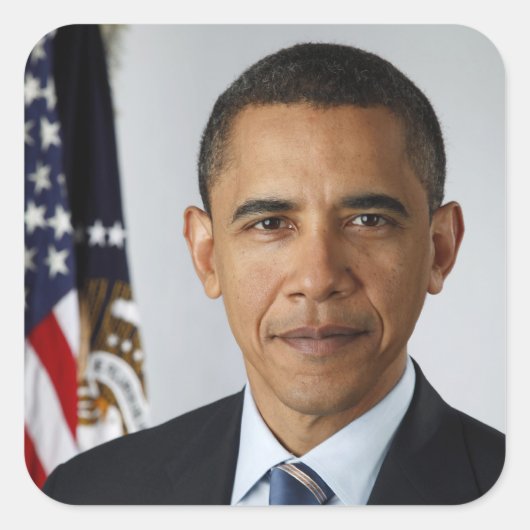 Barack Obama US President White House Portret Vierkante Sticker (Voorkant)