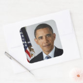 Barack Obama US President White House Portret Vierkante Sticker (Envelop)