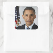 Barack Obama US President White House Portret Vierkante Sticker (Tas)