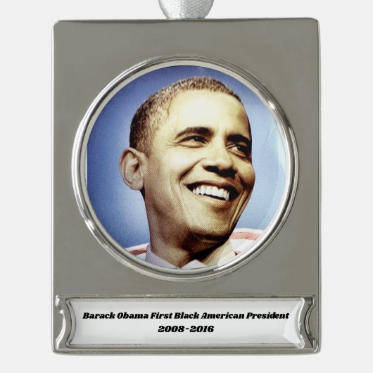 BARACK OBAMA-versiering Verzilverd Banner Ornament (Voorkant)