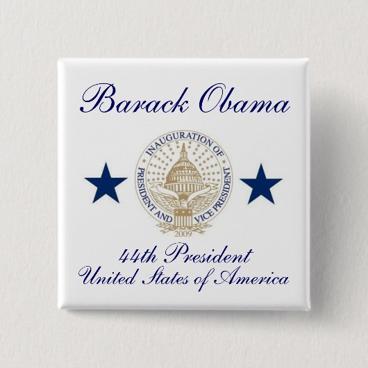 Barack Obama Vierkante Button 5,1 Cm (Voorkant)