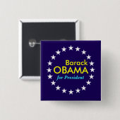 Barack Obama Vierkante Button 5,1 Cm (Voorkant /achterkant)