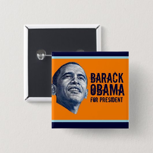 Barack Obama Vierkante Button 5,1 Cm (Voorkant /achterkant)