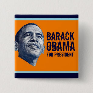 Barack Obama Vierkante Button 5,1 Cm