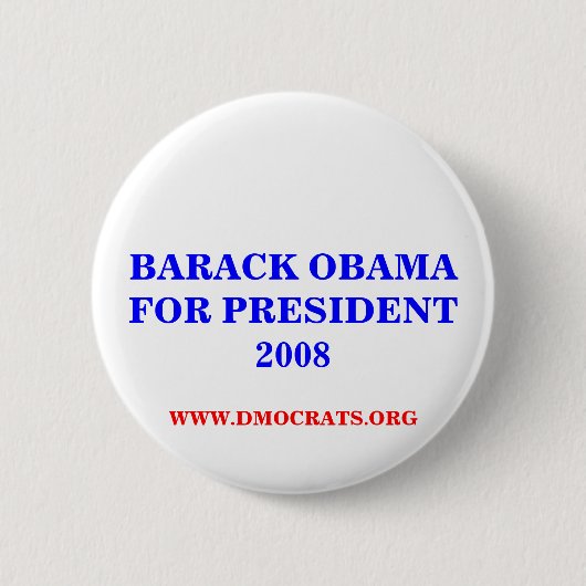 BARACK OBAMA VOOR Button PRESIDENT 2008 (Voorkant)
