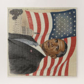 Barack Obama voor de Amerikaanse vlag en het Capit Legpuzzel (Horizontaal)