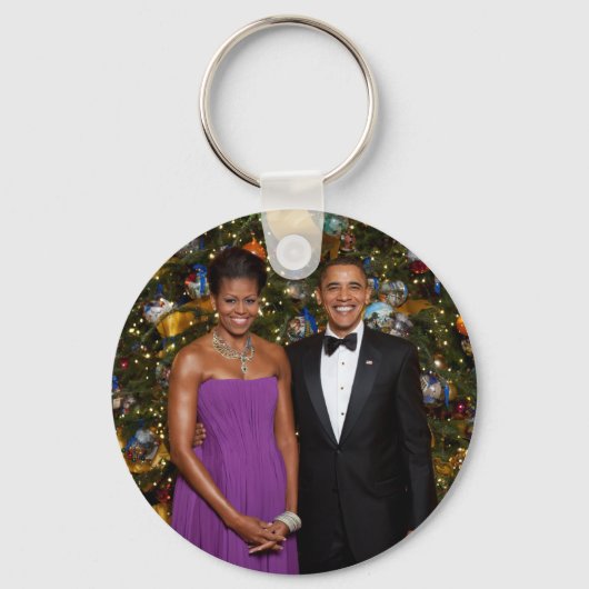 Barack Obama VS-president het Witte Huis Kerstmis Sleutelhanger (Voorkant)