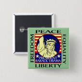 BARACK OBAMA WINS! - - GEPERSONALISEERD VIERKANTE BUTTON 5,1 CM (Voorkant /achterkant)