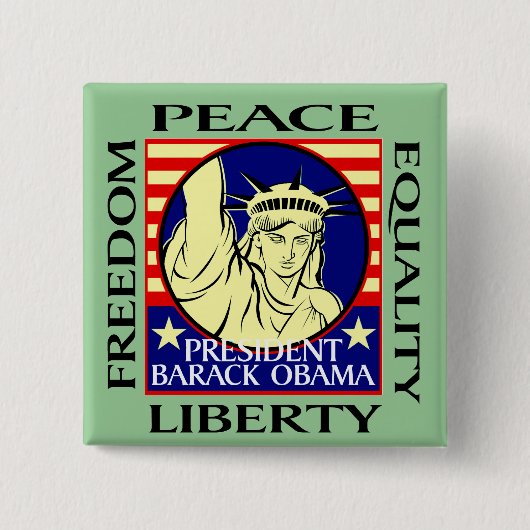 BARACK OBAMA WINS! - - GEPERSONALISEERD VIERKANTE BUTTON 5,1 CM (Voorkant)