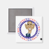 Barack Obama Yes We Can - Rood en blauw Magneet (Voorkant / Achterkant)
