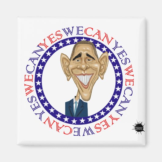 Barack Obama Yes We Can - Rood en blauw Magneet (Voorkant)