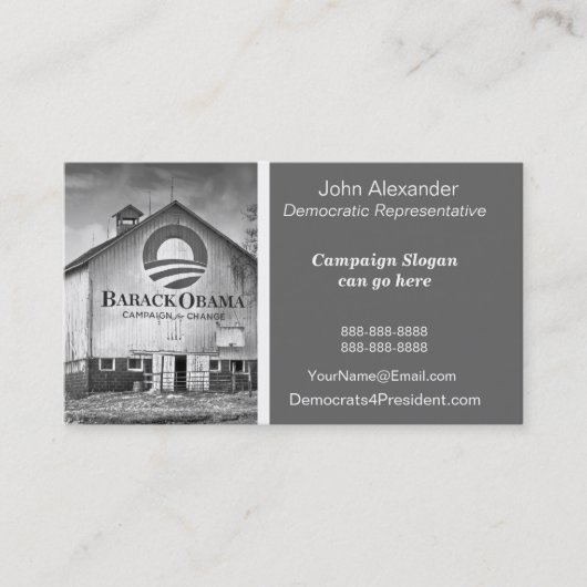 Barack Obama's presidentiële campagne Barn Visitekaartje (Voorkant)