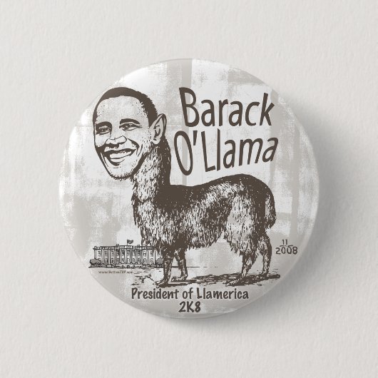 Barack O'Llama 2008 Ronde Button 5,7 Cm (Voorkant)