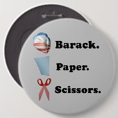 Barack. Papier. schaar Ronde Button 6,0 Cm (Voorkant /achterkant)