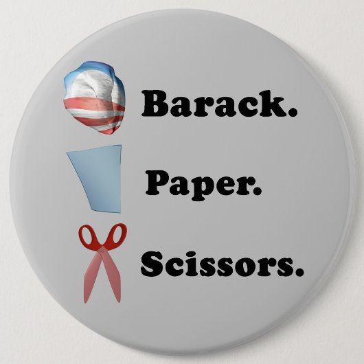 Barack. Papier. schaar Ronde Button 6,0 Cm (Voorkant)