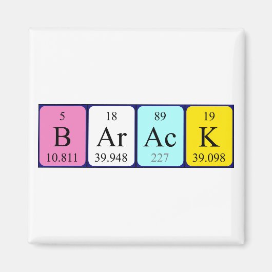 Barack periodieke table name magnet (Voorkant)