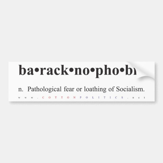 Baracknofobische Bumpersticker (Voorkant)