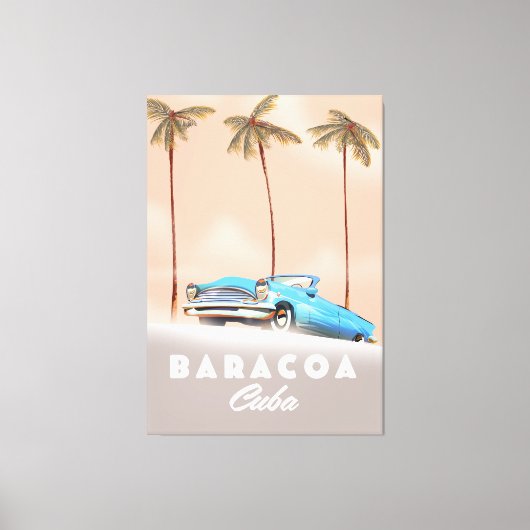 Baracoa Cuba Antieke auto Canvas Afdruk (Voorkant)