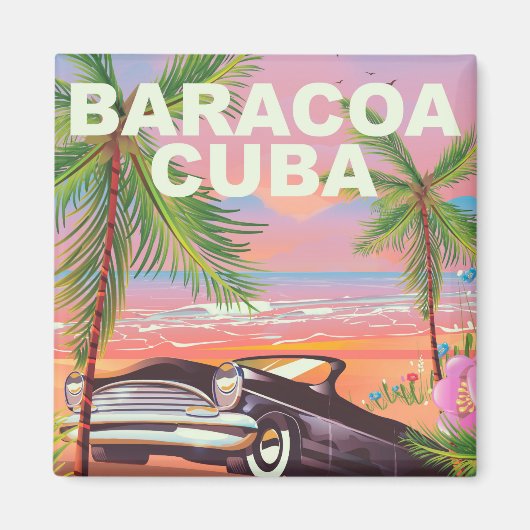 Baracoa Cuba auto reisposter Magneet (Voorkant)