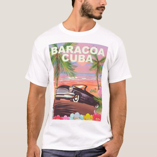 Baracoa Cuba auto reisposter T-shirt (Voorkant)