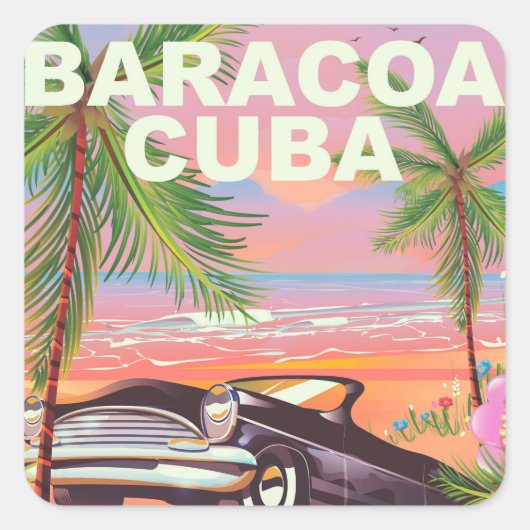 Baracoa Cuba auto reisposter Vierkante Sticker (Voorkant)