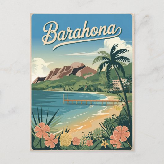 Barahona Dominicaanse Republiek Vintage Briefkaart (Voorkant)