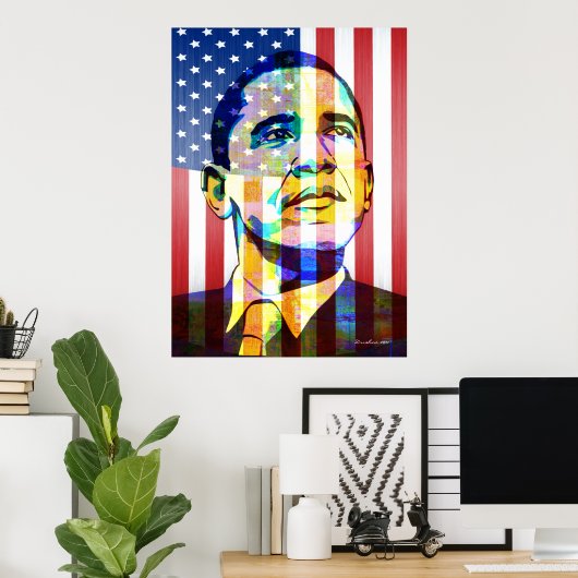 Barak Obama Patriottisch Poster (Thuiskantoor)
