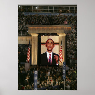 Barak Obama spreekt op de laatste nacht van de Poster