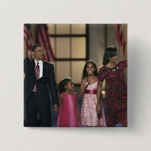 Barak Obama's familiegolf op de laatste nacht Vierkante Button 5,1 Cm
