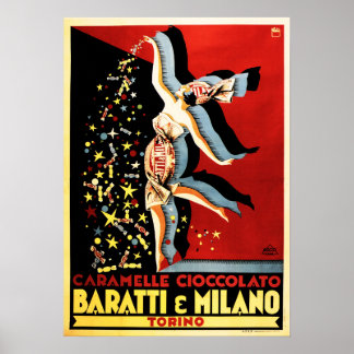 BARATTI & MILANO Caramelle Cioccolato Snoepjes Old Poster