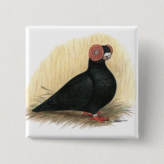 Barb: standaard zwart vierkante button 5,1 cm (Voorkant)