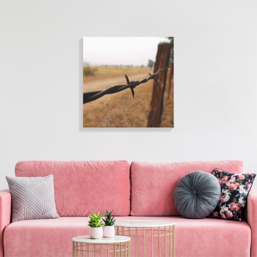 Barb Wire Fence Canvas Afdruk (Insitu (Woonkamer))