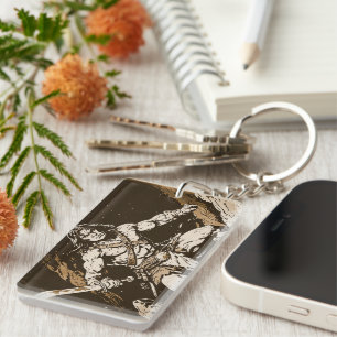 Barbaar met breed zwaard Sepia Goud Pop Art Stijl Sleutelhanger