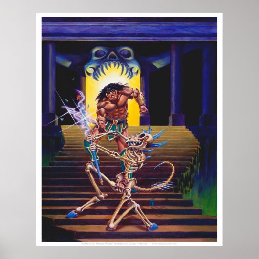 Barbaar met Skelet Tovenaar Poster (Voorkant)