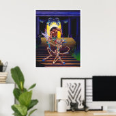 Barbaar met Skelet Tovenaar Poster (Thuiskantoor)