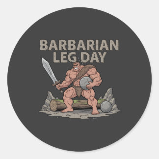 Barbaarse Been Dag - Grappige Gym Workout Ronde Sticker