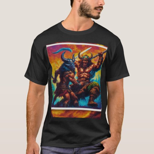 Barbaarse Koning Gevecht T-Shirt (Voorkant)