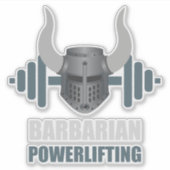 Barbaarse Krijger Powerlifting Workout Sticker (Voorkant)