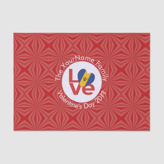 Barbadaanse Rode LIEFDE Vlag Gepersonaliseerd Tissuepapier (Voorkant)