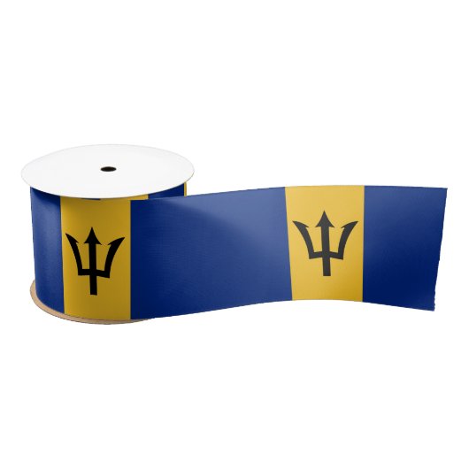 Barbadiaanse vlag (Barbados) (Bajan) Satin Ribbon Satijnen Lint (Spoel)