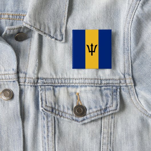 Barbadiaanse vlag (Barbados) (Bajan) Vierkante Button 5,1 Cm (In situ)