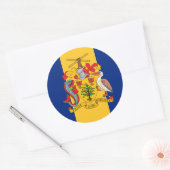 Barbadiaanse vlag en wapenschild, vlag van Barbado Ronde Sticker (Envelop)