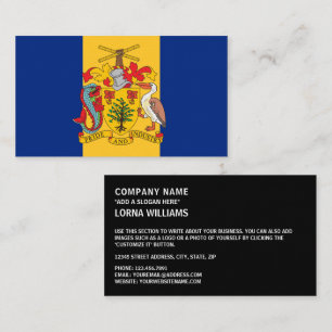 Barbadiaanse vlag en wapenschild, vlag van Barbado Visitekaartje