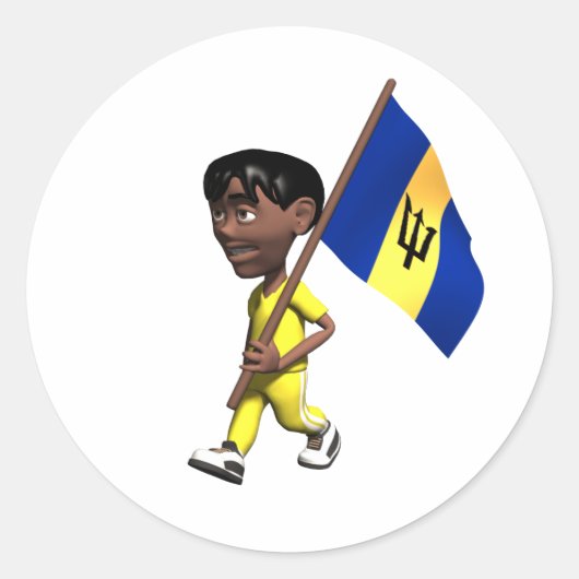 Barbadian Boy Ronde Sticker (Voorkant)