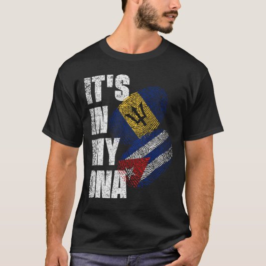 Barbadian en Cuban Mix DNA-vlagwerelderfgoed T-shirt (Voorkant)