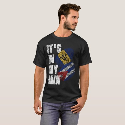 Barbadian en Cuban Mix DNA-vlagwerelderfgoed T-shirt (Voorkant volledig)
