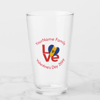 Barbadian LOVE Hart Vlag Valentijnsdag Persoonlijk Glas