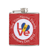 Barbadian LOVE Heart Flag Valentijn gepersonalisee Heupfles (Voorkant)