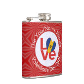Barbadian LOVE Heart Flag Valentijn gepersonalisee Heupfles (Rechts)